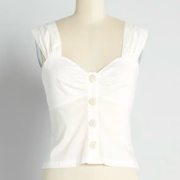 New ModCloth Serene Serenade Tank Top White Size 16W - Picture 1 of 7